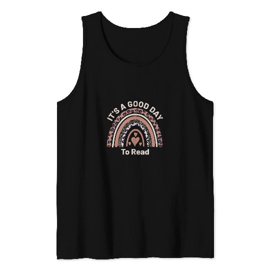 its a good day to read book reading leopard print rainbow Tank Tops