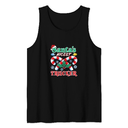 Santas Nicest Trucker Christmas Naughty Or Nice List Tank Tops