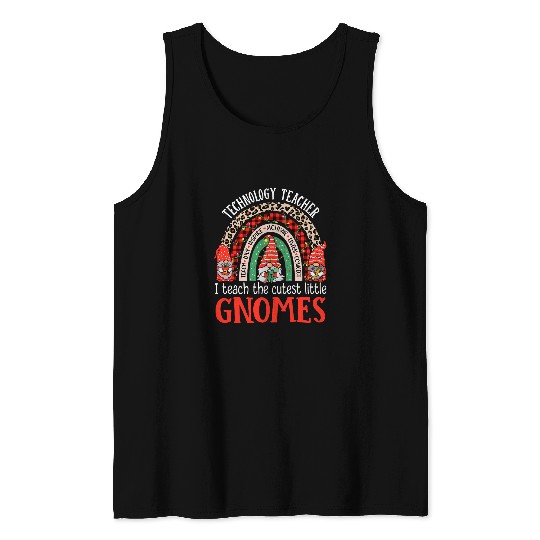 Technology Teacher Gnomes Students Funny Christmas Teacher Tank Tops