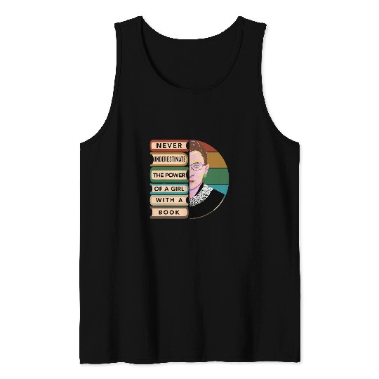 Feminist Ruth Bader Ginsburg RBG Quote Girl With Book Women 4 Tank Tops