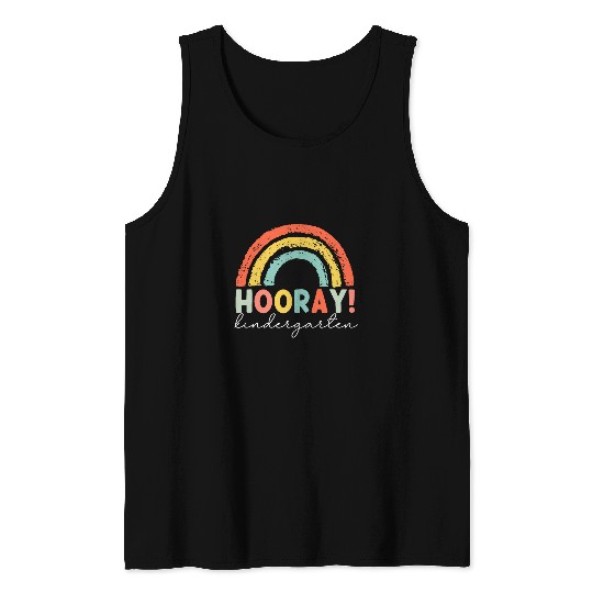 Hooray Kindergarten Teacher Rainbow Tank Tops