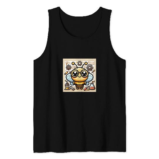 Kawaii Bee Scientist with Creative Tools Tank Tops