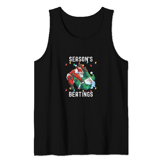 Seasons Beatings Funny Santa Seasons Greetings Mens Womens Tank Tops