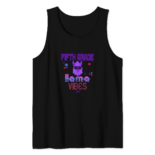 Fifth Grade Llama Vibes 1st Day Cute Kids Back To School Tank Tops