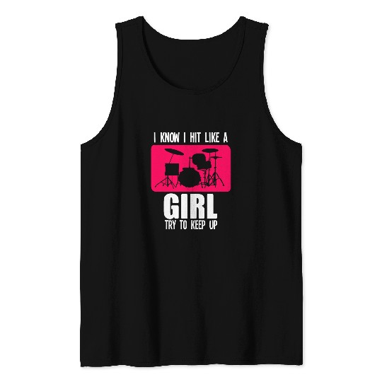 Womens Drummers Drumming Gift Print Girls Drums Drummer Tank Tops