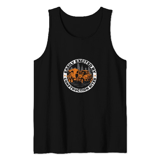 Easily Distracted By Construction Sites Construction Worker Tank Tops