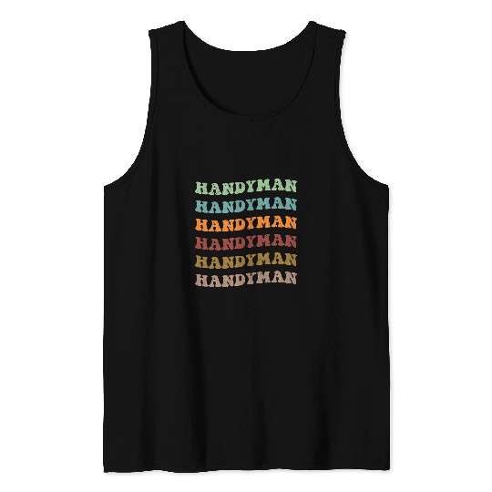 Retro HANDYMAN Inspirational Colorful Job Title Profession Tank Tops