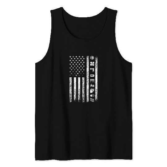 HVAC Technician American Flag US Flag Patriotic Worker Tank Tops