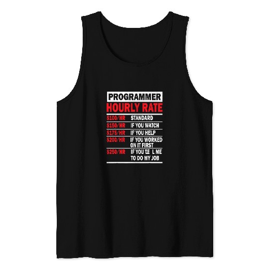 Programmer Hourly Rate Software Engineer Tank Tops