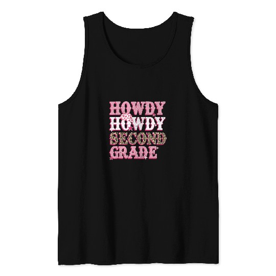 Howdy Second Grade Cowboy Cowgirls Western Teacher Team Squad Tank Tops