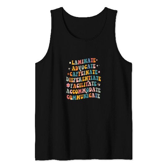 Special Education Teacher Laminate Accommodate Collaborate Tank Tops