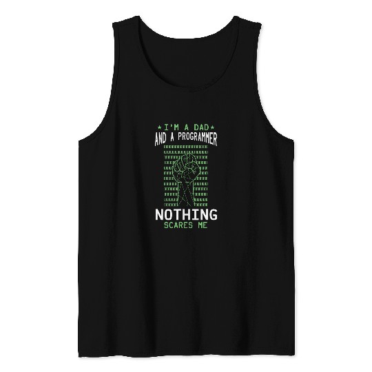 Programmer Dad Computer Coding Hand Fist Binary Coding Tank Tops