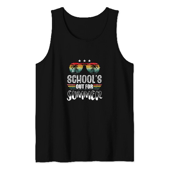 Schools Out For Summer vintages Retro Teacher Summer Tank Tops