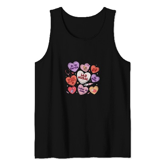 LD nurses Groovy Hearts Candy Valentines Day Women Tank Tops