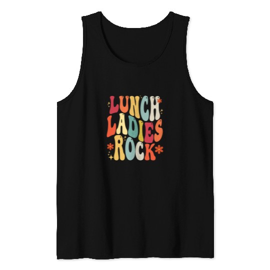 Retro Lunch Ladies Rock Cafeteria Worker Funny Lunch Lady Tank Tops