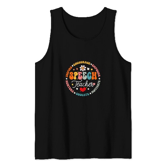School Speech Teacher Therapist SLP Speech Pathologist Tank Tops