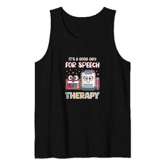 Speech Therapy Pathologist AAC Device Notes Smiling Faces Tank Tops