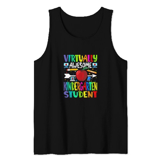 Virtually Awesome Kindergarten Student Back To School Tank Tops
