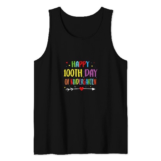 Happy 100th Day Of Kindergarten Teacher Students 100 Days 1 Tank Tops