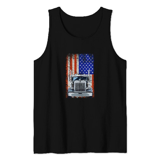 US American Flag Semi Truck Driver 1 Tank Tops