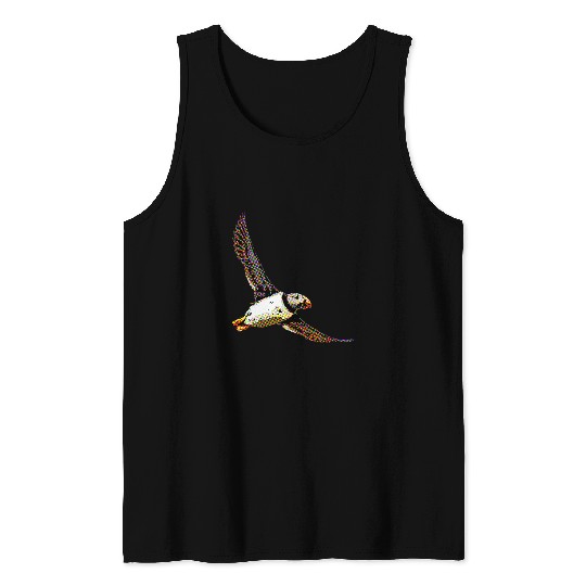 Flying Puffin Comic Book Iceland Cute Bird Icelandic Puffins Tank Tops