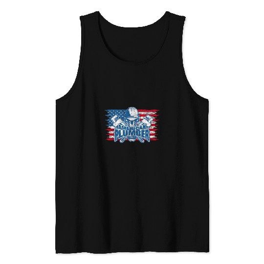 Proud American Plumber USA Flag of the United States Tank Tops