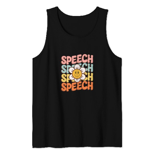 Speech Therapy Cute Retro SPEECH Language Pathologist SLP Tank Tops