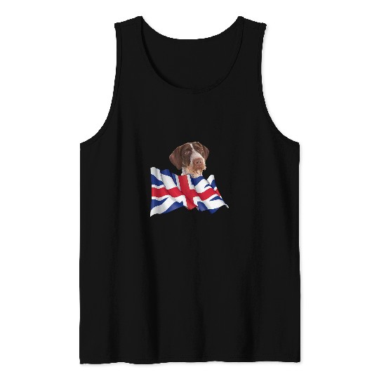Union Jack Flag Dog Pointers German Wirehaired Tank Tops