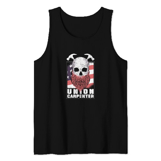 Union Carpenter Proud Union Worker Bearded Skull Tank Tops