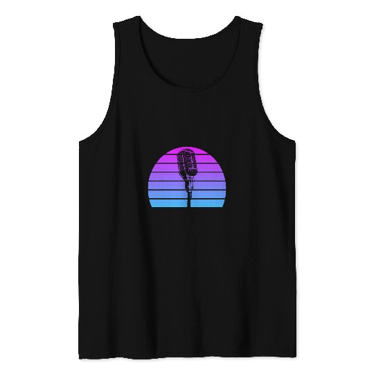 vintages Singer Vocalist Musician Retro Microphone Singing 14 Tank Tops