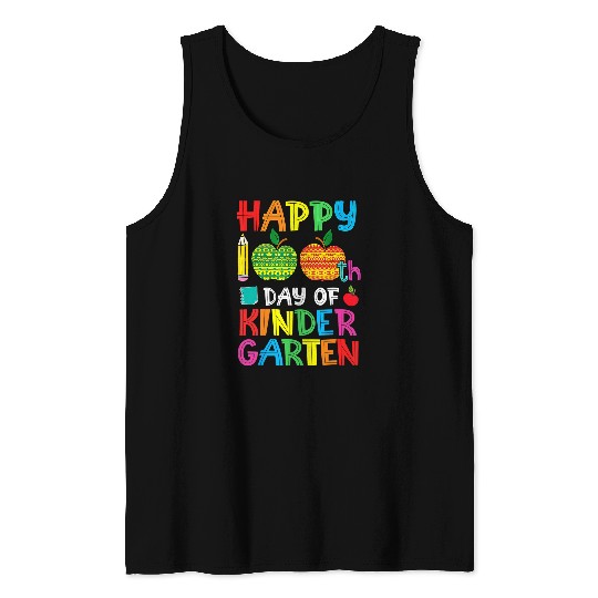 happy 100th day of kindergarten teacher or student s Tank Tops