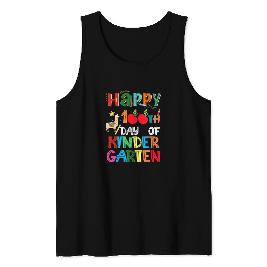 Happy 100th Day of Kindergarten Teacher or Student 16 Tank Tops