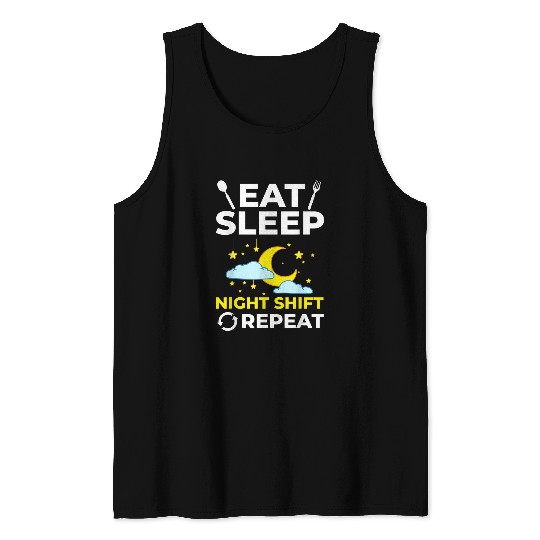 Shift Work Night Job Worker Midnight Funny Coffee 2 Tank Tops