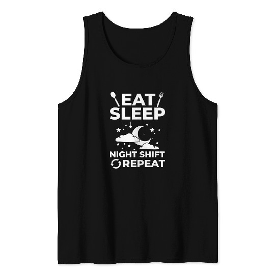 Shift Work Night Job Worker Midnight Funny Coffee 14 Tank Tops