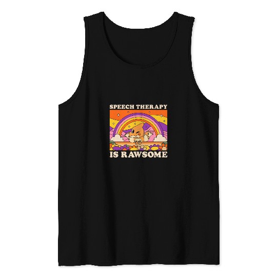 Speech Therapy Is Rawsome Dinosaur Language Therapist Retro Tank Tops