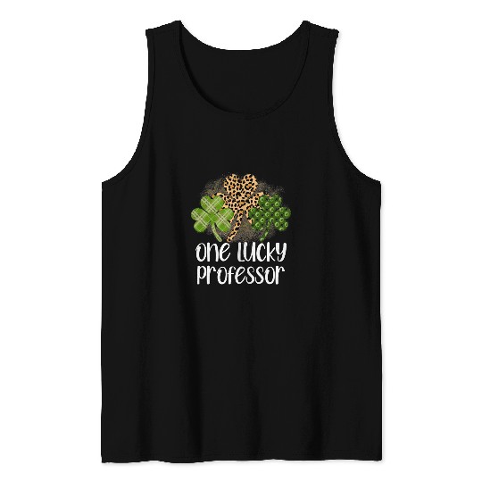 One Lucky College Professor St Patricks Day Leopard Print Tank Tops