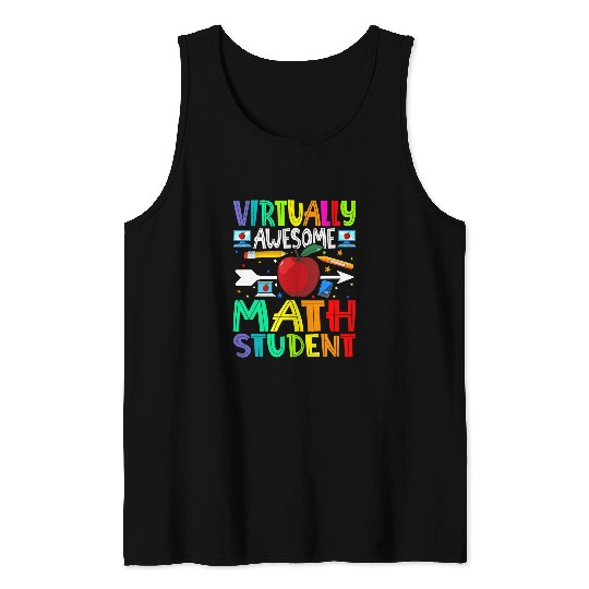 Virtually Awesome Math Student Back To School Tank Tops