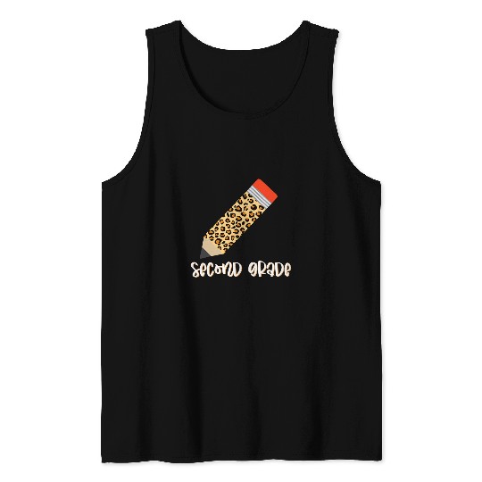 Leopard Plaid Print Second Grade School Teacher Student Tank Tops