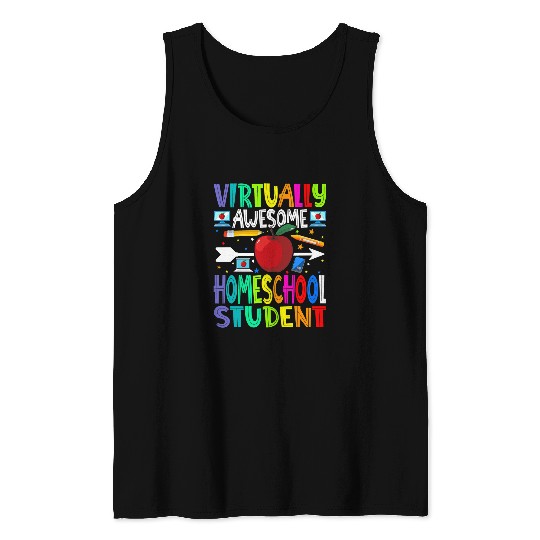 Virtually Awesome Homeschool Student Back To School 1 Tank Tops
