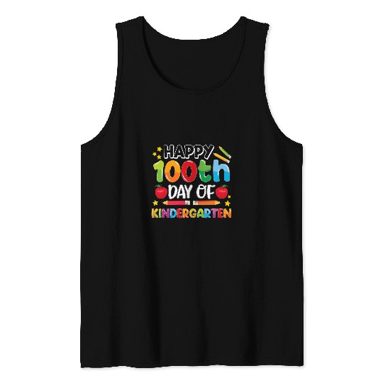 Happy 100th Day of Kindergarten Teacher or Student 22 Tank Tops