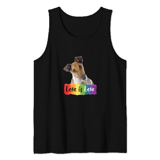 Love is Love Rainbow Dog Fox Terrier Smooth Tank Tops