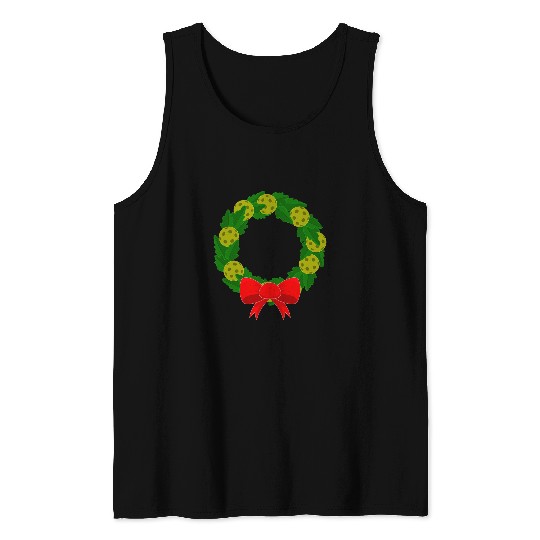 Christmas Wreath Pickleball Player Tank Tops
