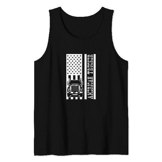 US American Flag Semi Truck Driver 18 Wheeler Trucker 2 Tank Tops