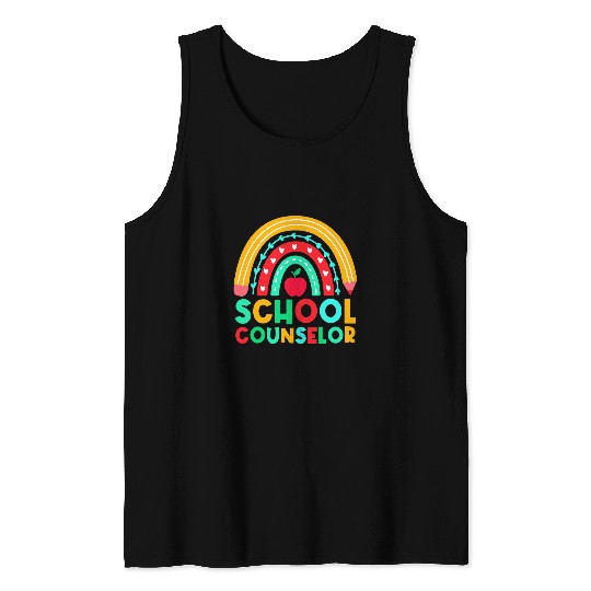 School Counselor Rainbow Teacher Counseling Back To School Tank Tops