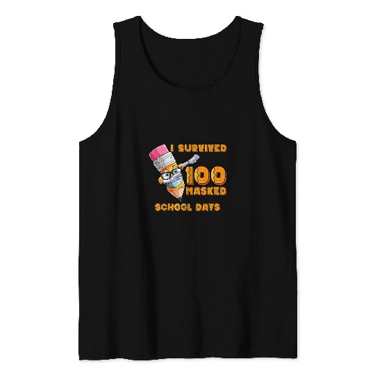 I Survived 100 Masked School Days Smarter Crayon Tank Tops