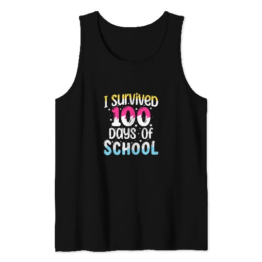 I Survived 100 Days Of School Teacher Funny 100th Day School Tank Tops