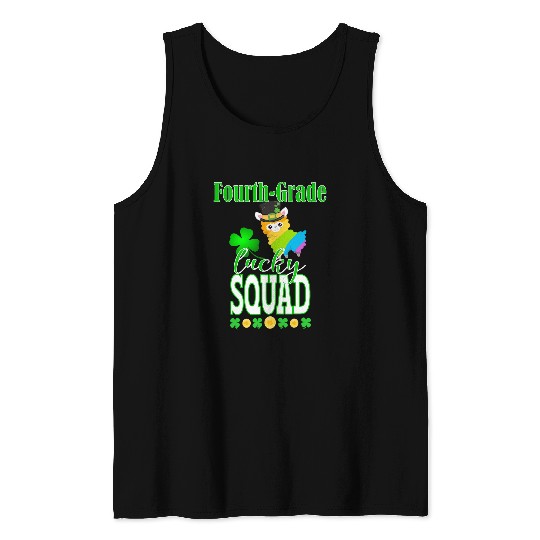 St Patricks Fourth Grade Teacher Student Cute Llama Squad Tank Tops