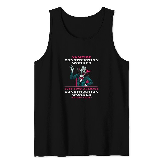 Vampire Construction Worker Halloween Foreman Scary Mason 1 Tank Tops
