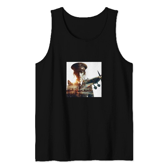 SpitSupermarine WW2 Fighter Pilot London City Landscape Tank Tops