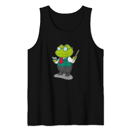 Frog Teacher Glasses Book Tank Tops